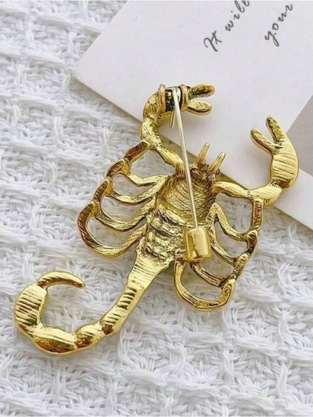 Gold-tone Scorpion Brooch M750 - Picture 3 of 3